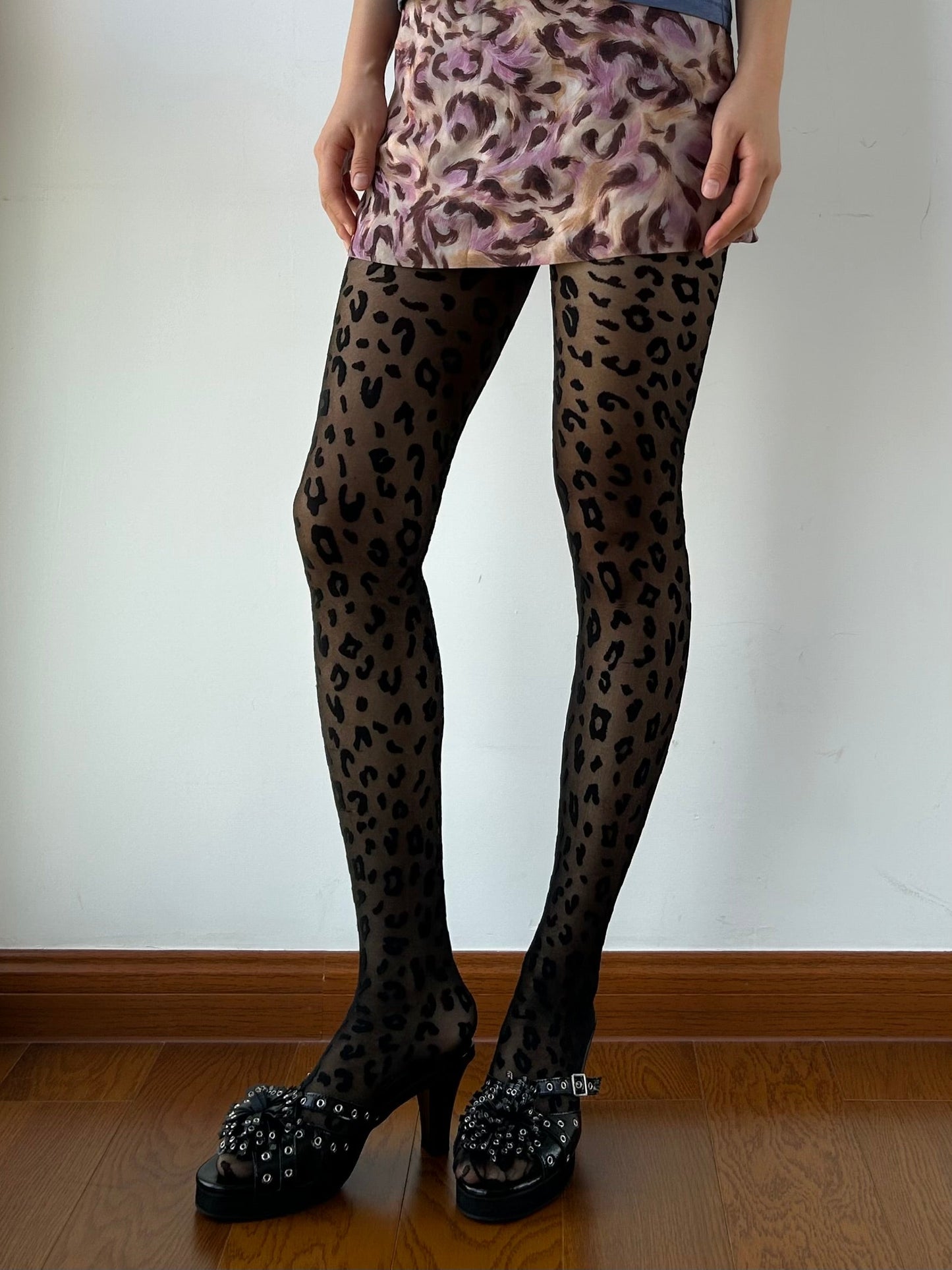 Black Leopard Sheer Tights