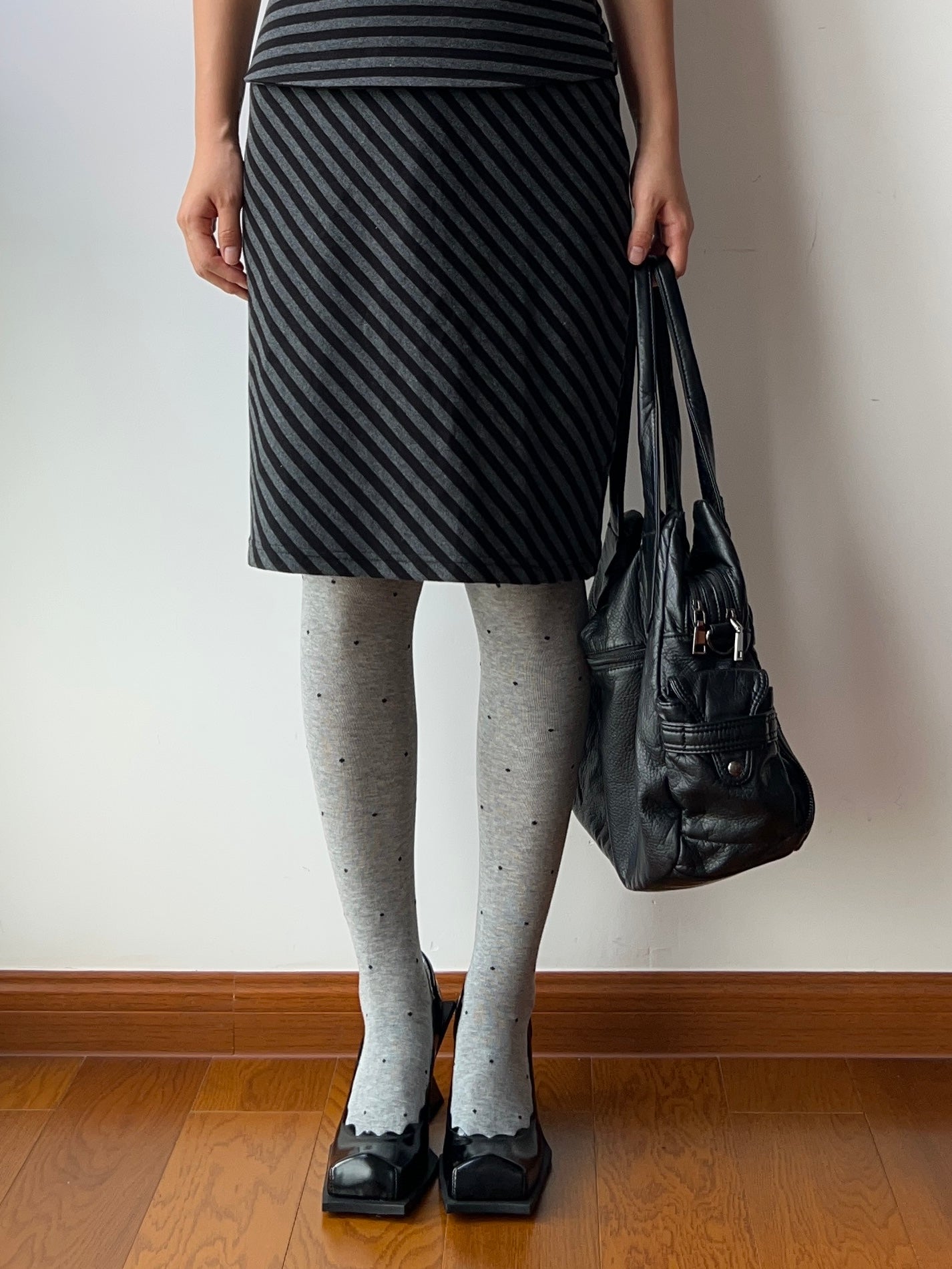 Grey Polka Dots Cotton Tights