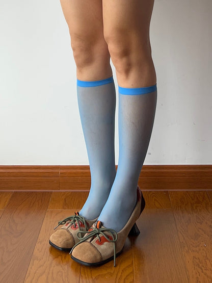 Blue Sheer Knee High Socks