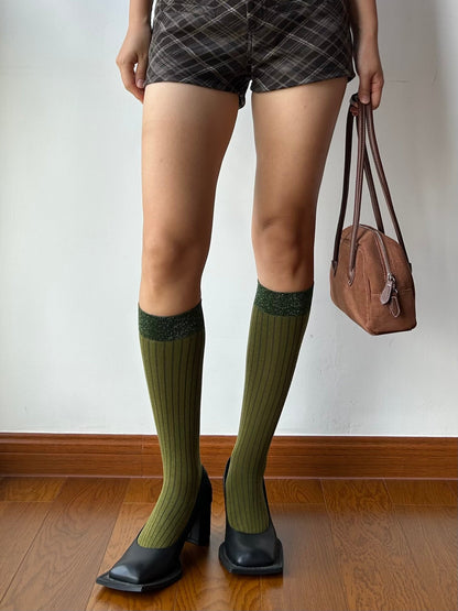 Olive Green Knee High Socks