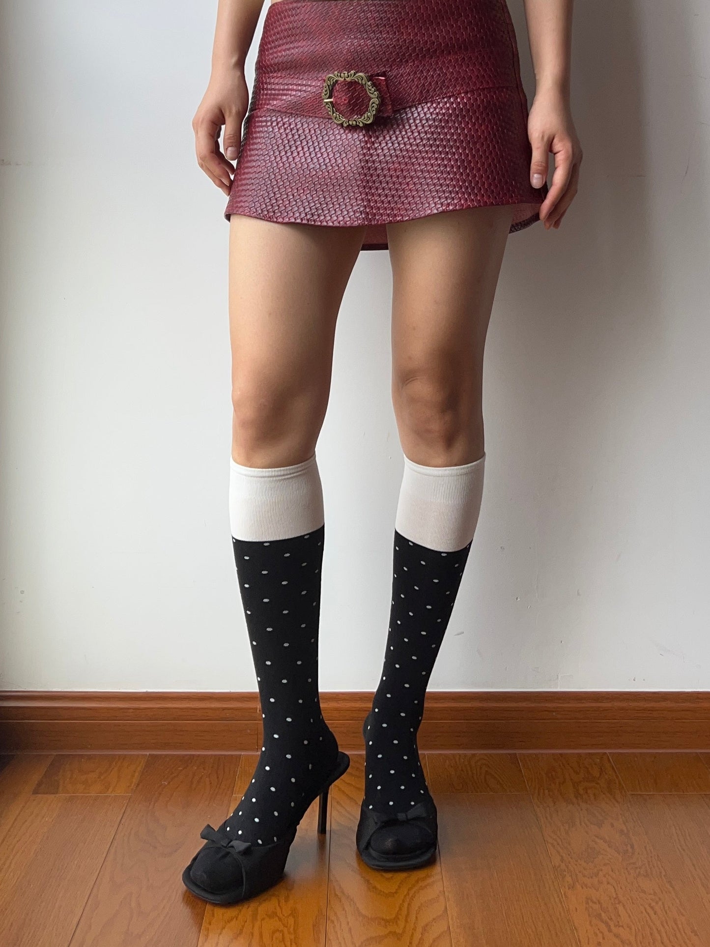 Black Polka Dots Knee High Socks