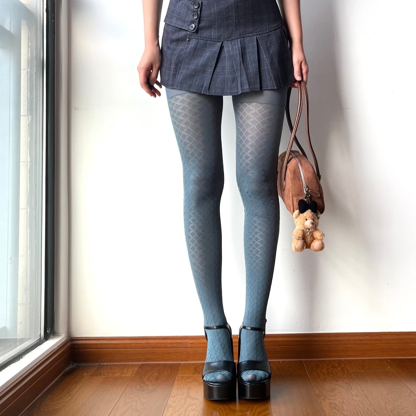 Lake Blue 110D Textured Tights