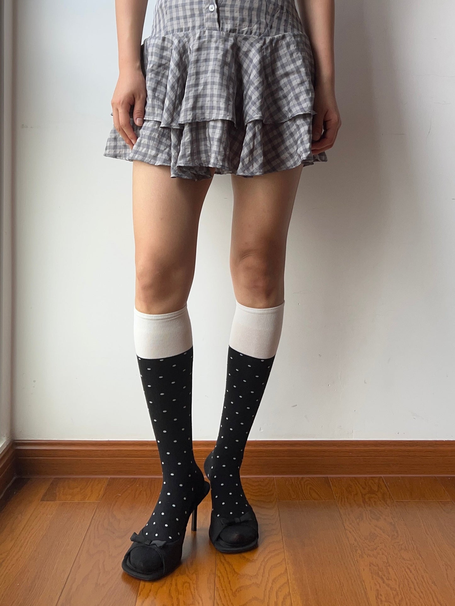 Black Polka Dots Knee High Socks