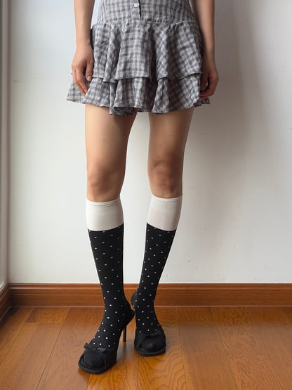Black Polka Dots Knee High Socks
