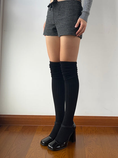 Upgraded Black Cotton Over the Knee Socks