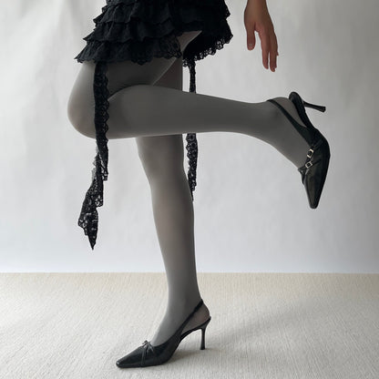 Grey Velvet Tights