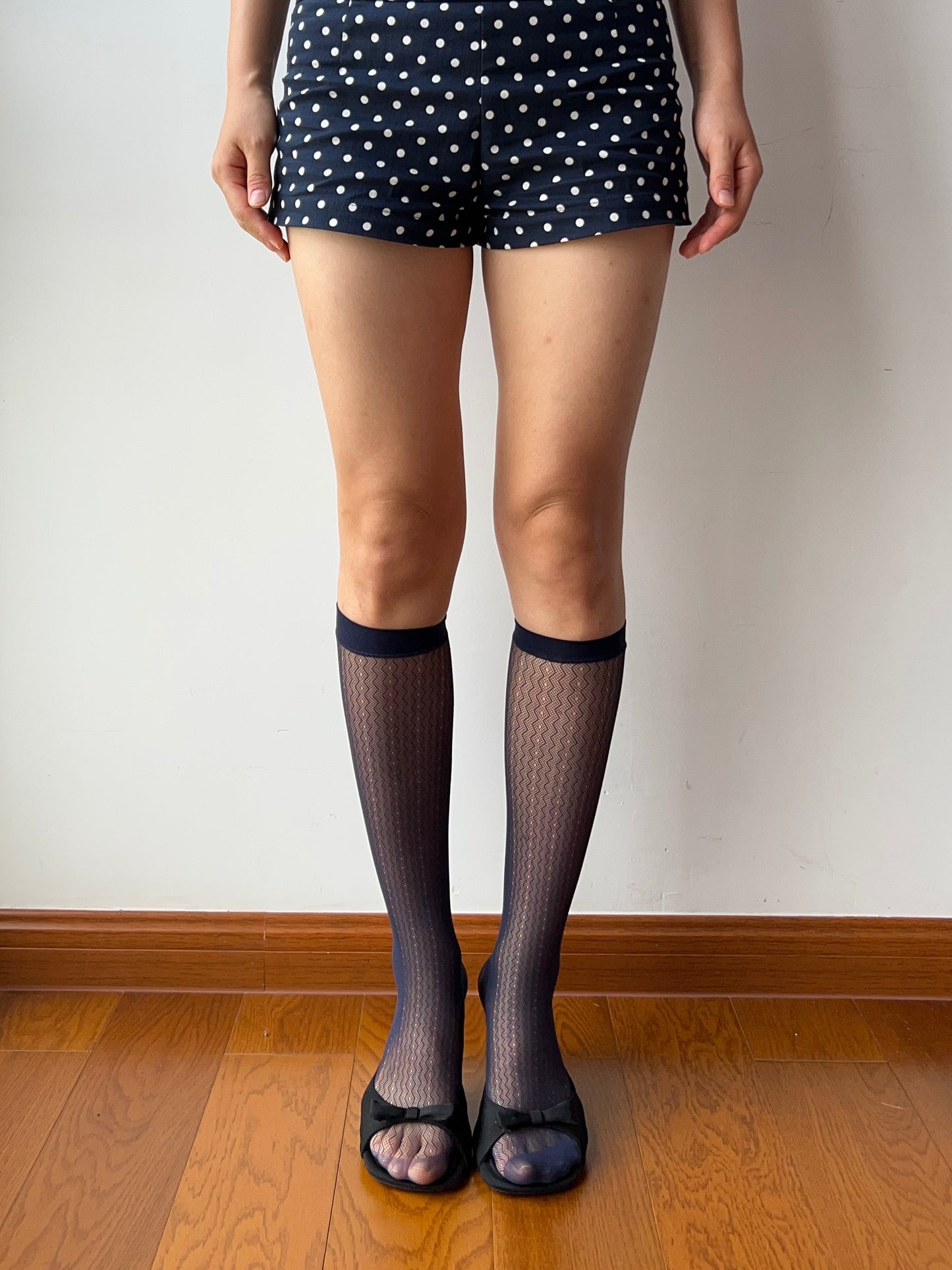 Navy Blue Fishnet Knee High Socks