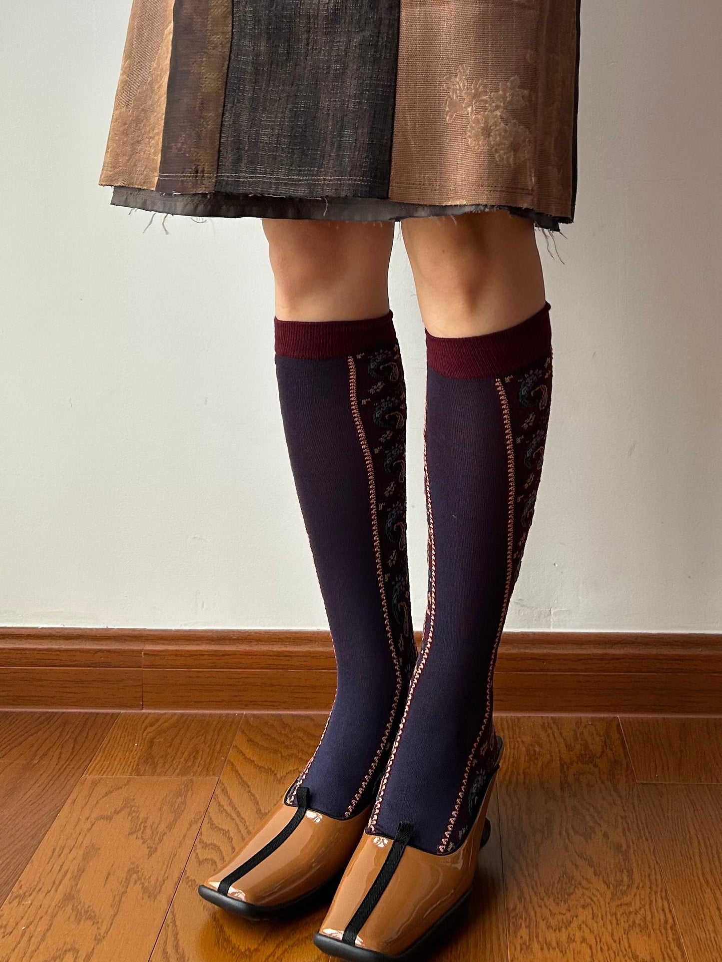 Vintage Inspired Embroidered Knee High Socks