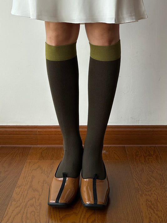 Brown Stripe Compression Knee High Socks