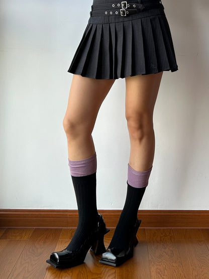 Purple + Black Cotton Knee High Socks