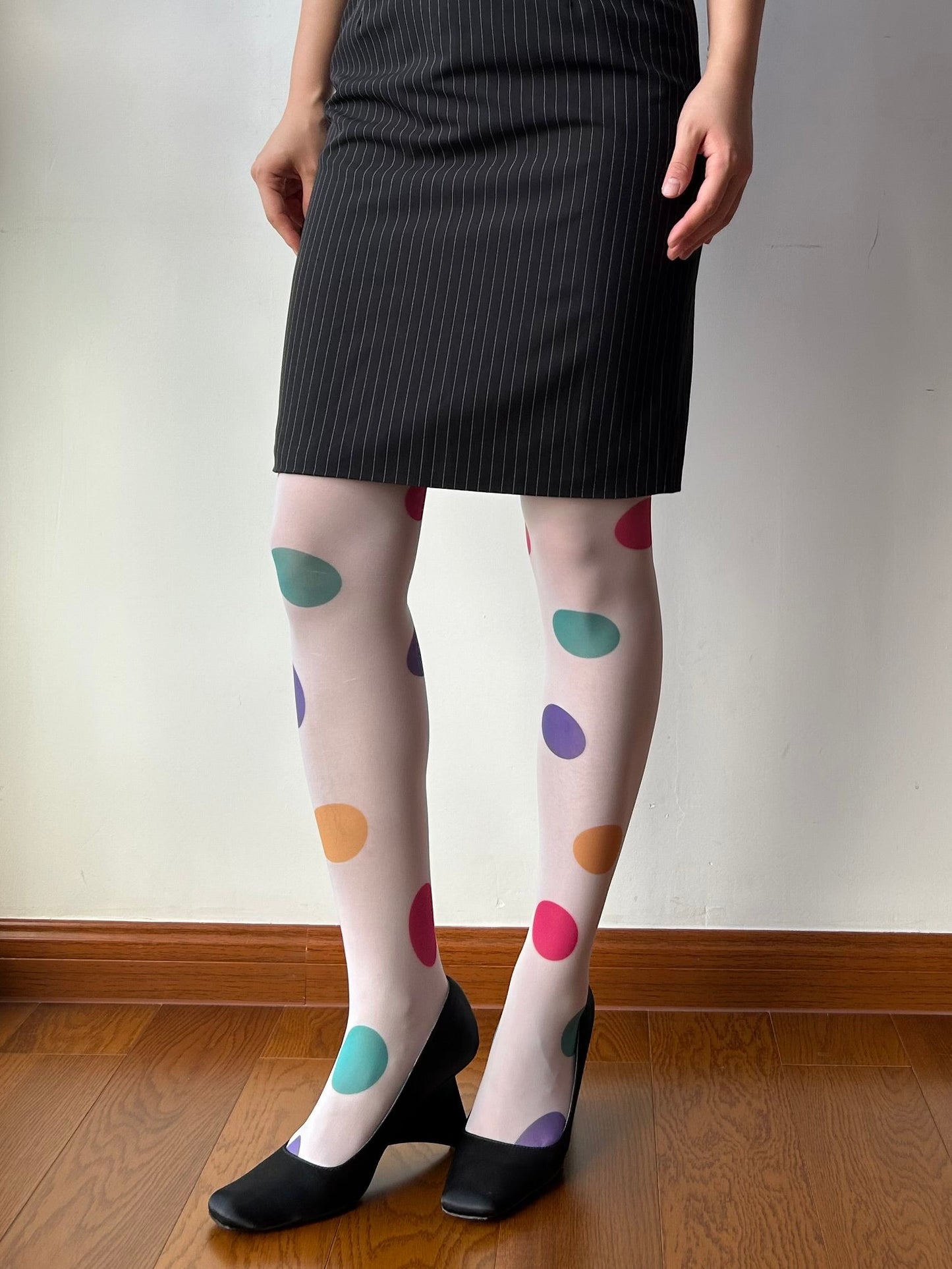 Multicolor Polka Dots Print Tights