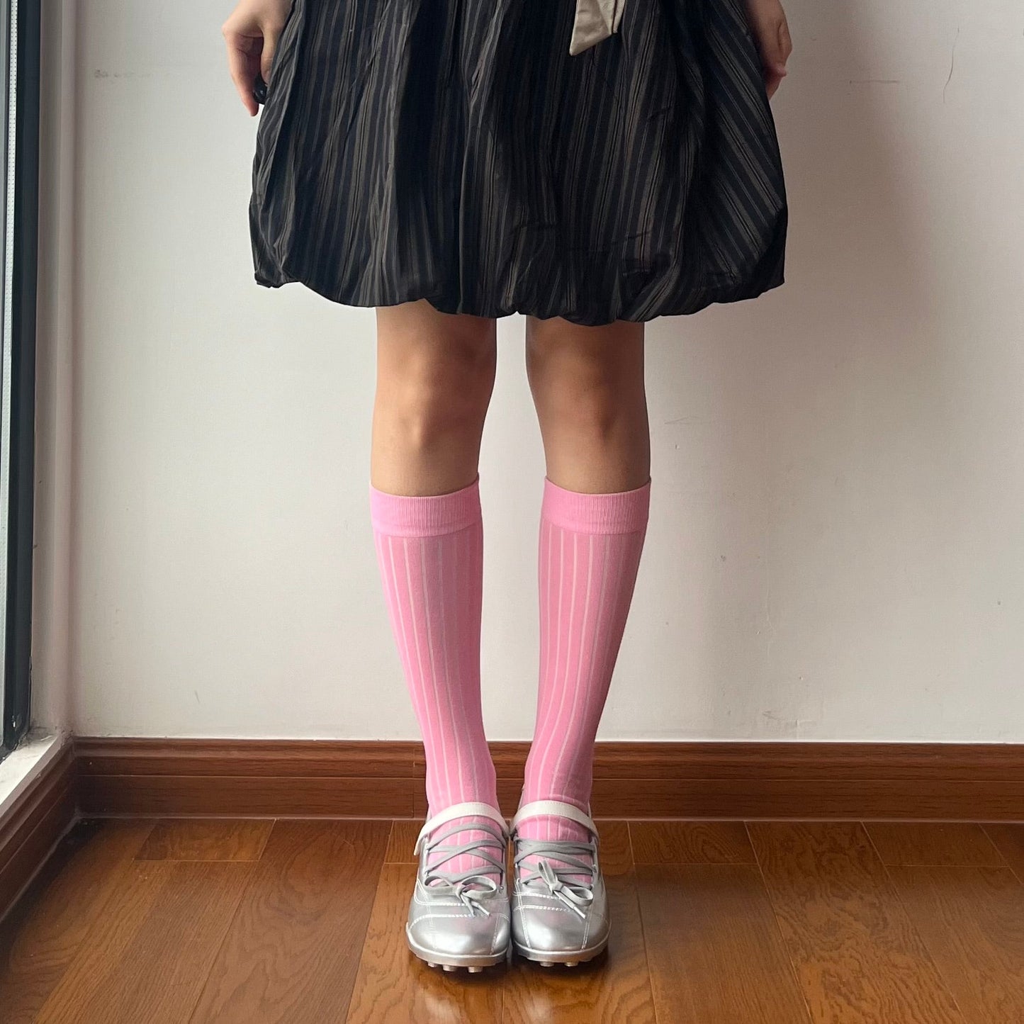 Pink Cotton Knee High Socks