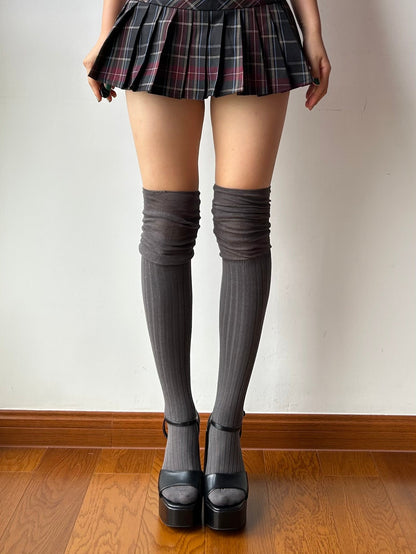 Smokey Grey Cotton Over the Knee Socks