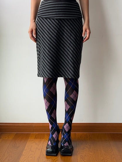 Vintage Style Purple Check Pattern Tights