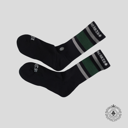 Chrome Hearts Striped Socks in Black/Green