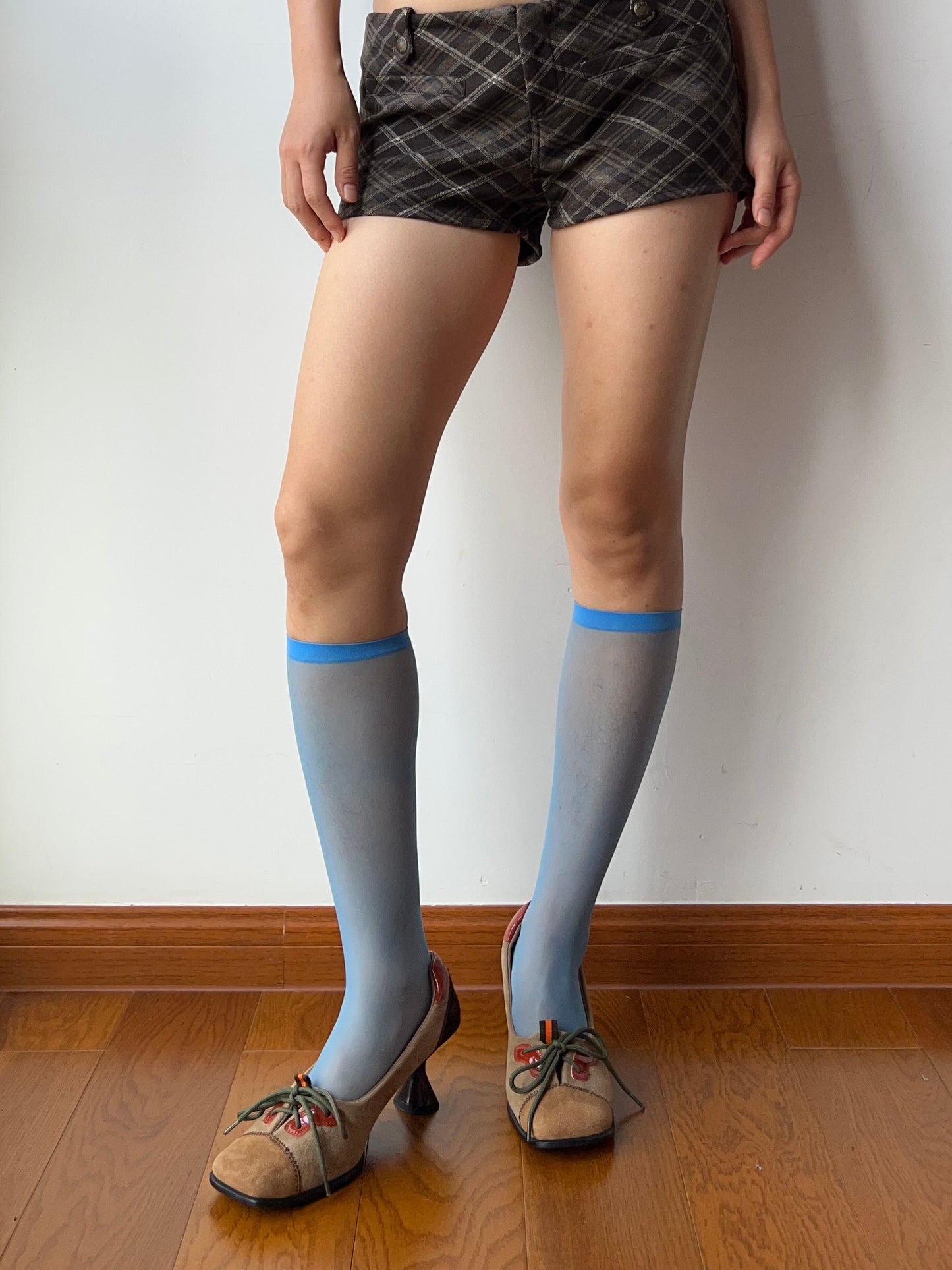 Blue Sheer Knee High Socks