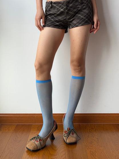 Blue Sheer Knee High Socks