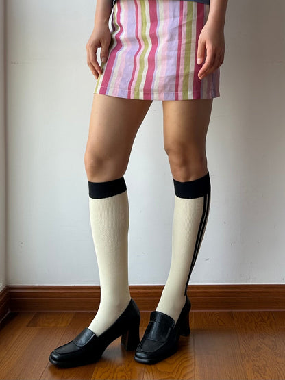 White Stripe Compression Knee High Socks