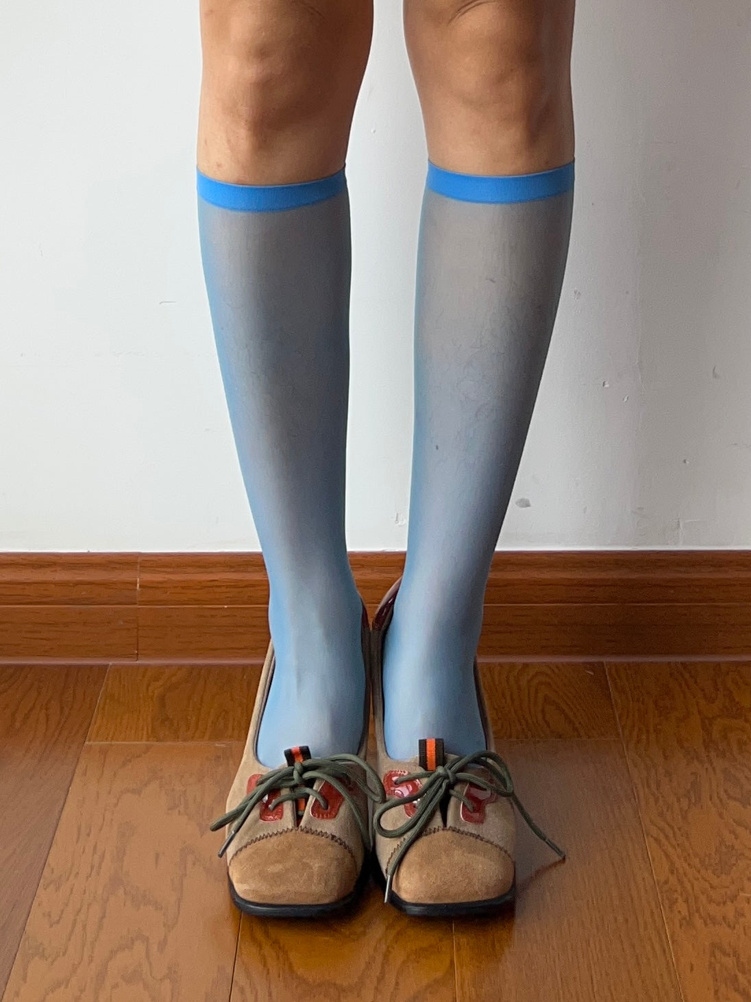 Blue Sheer Knee High Socks