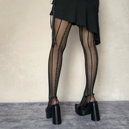 Black Stripe Sheer Tights