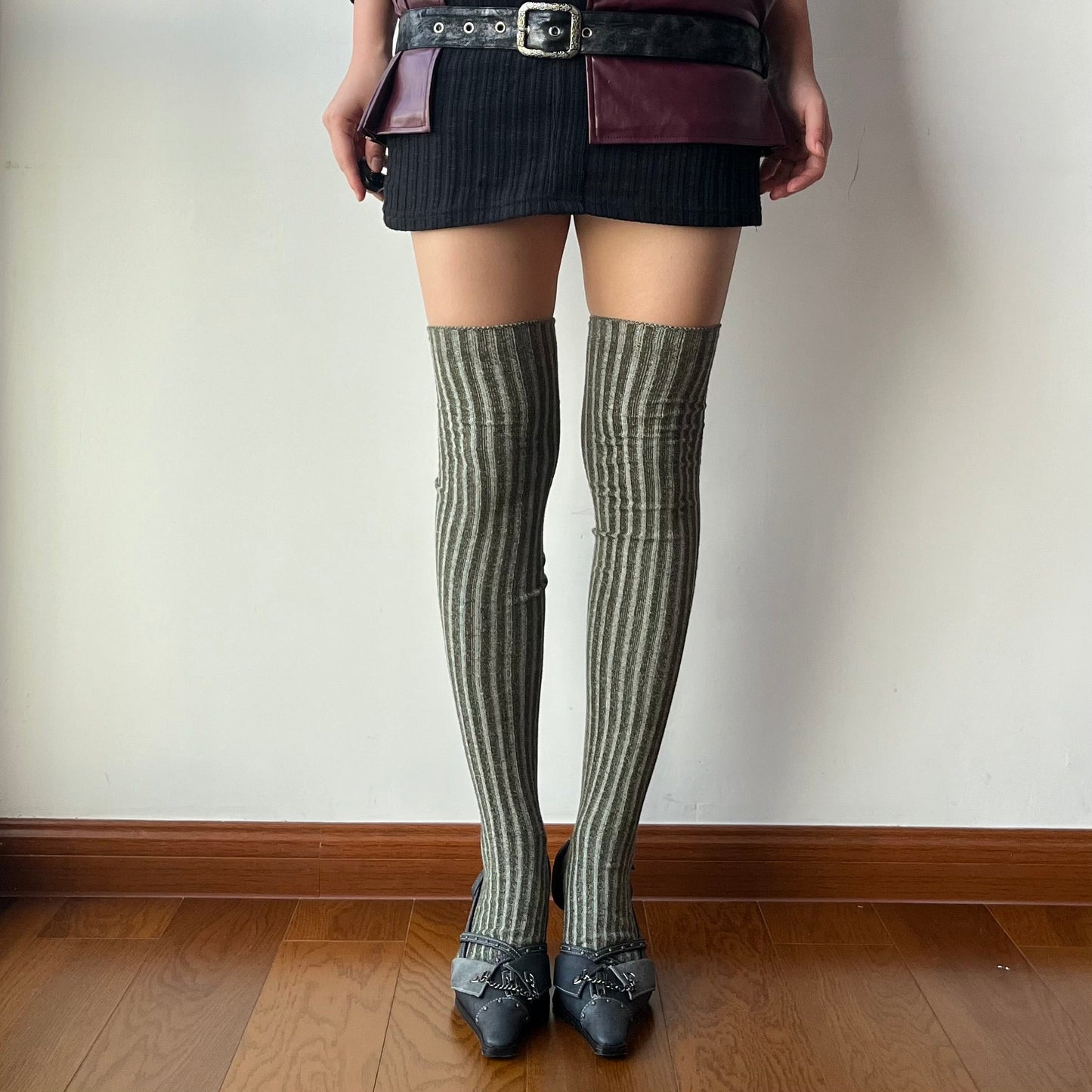 Green Knitted Over the Knee Socks