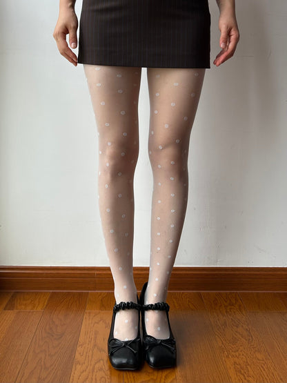 Light Blue Polka Dots Sheer Tights
