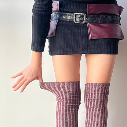 Red Stripe Over the Knee Socks