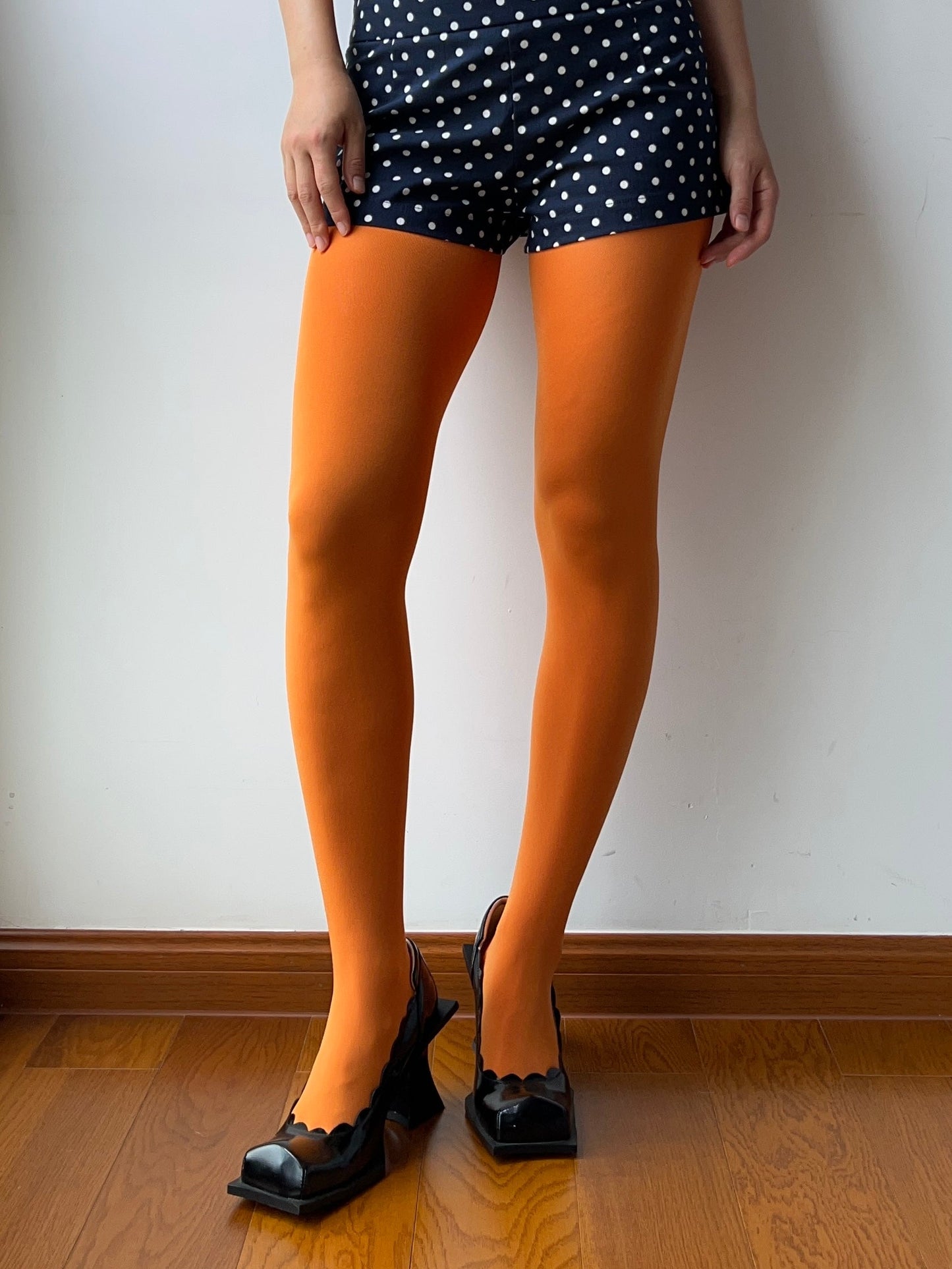 Orange Velvet Tights