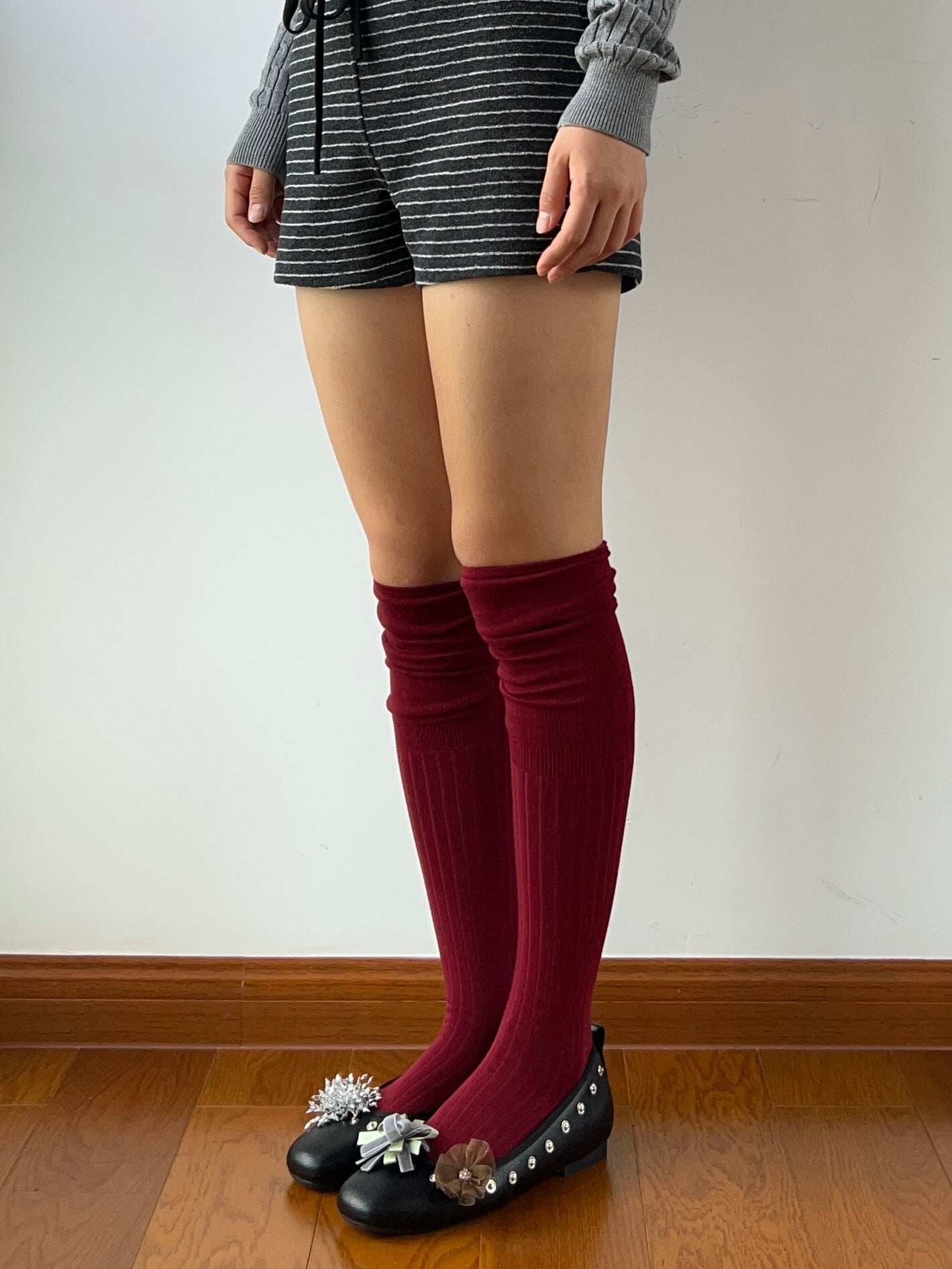 Red Cotton Over the Knee Socks