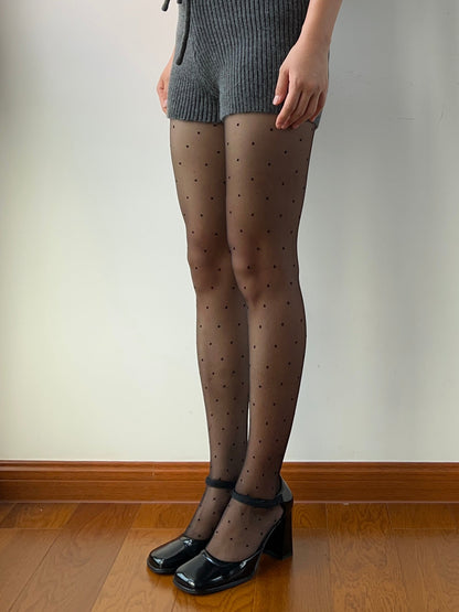 Black Polka Dots Sheer Tights