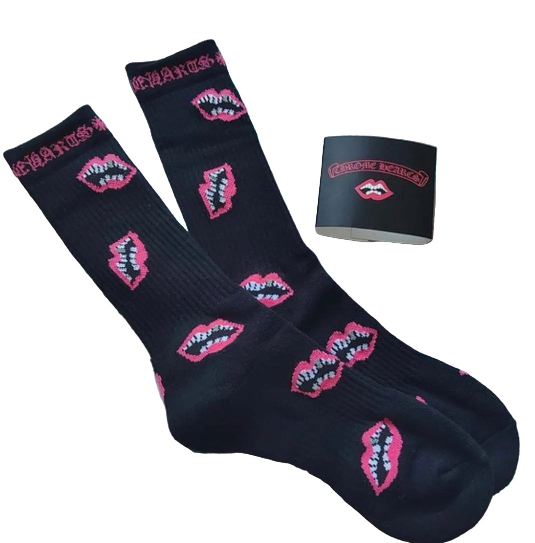 CHROMEHEART: Matty Boy Black/Pink Chomper Sock
