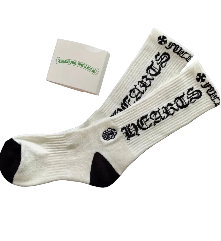 CHROMEHEART: White Logo Sock
