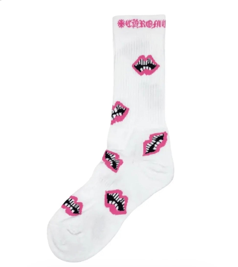 CHROMEHEART: Matty Boy White/Pink Chomper Sock