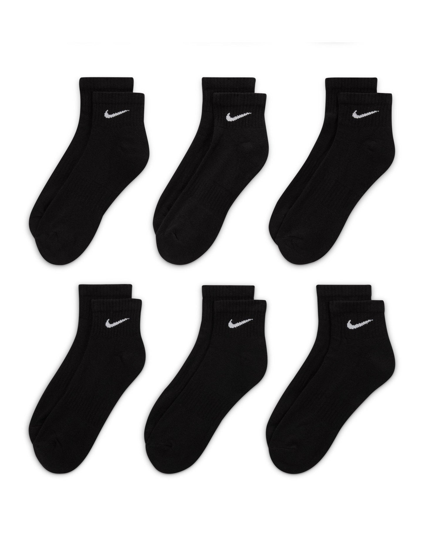 Everyday Cushioned Training Ankle Socks (6 Pairs) - Black/White
