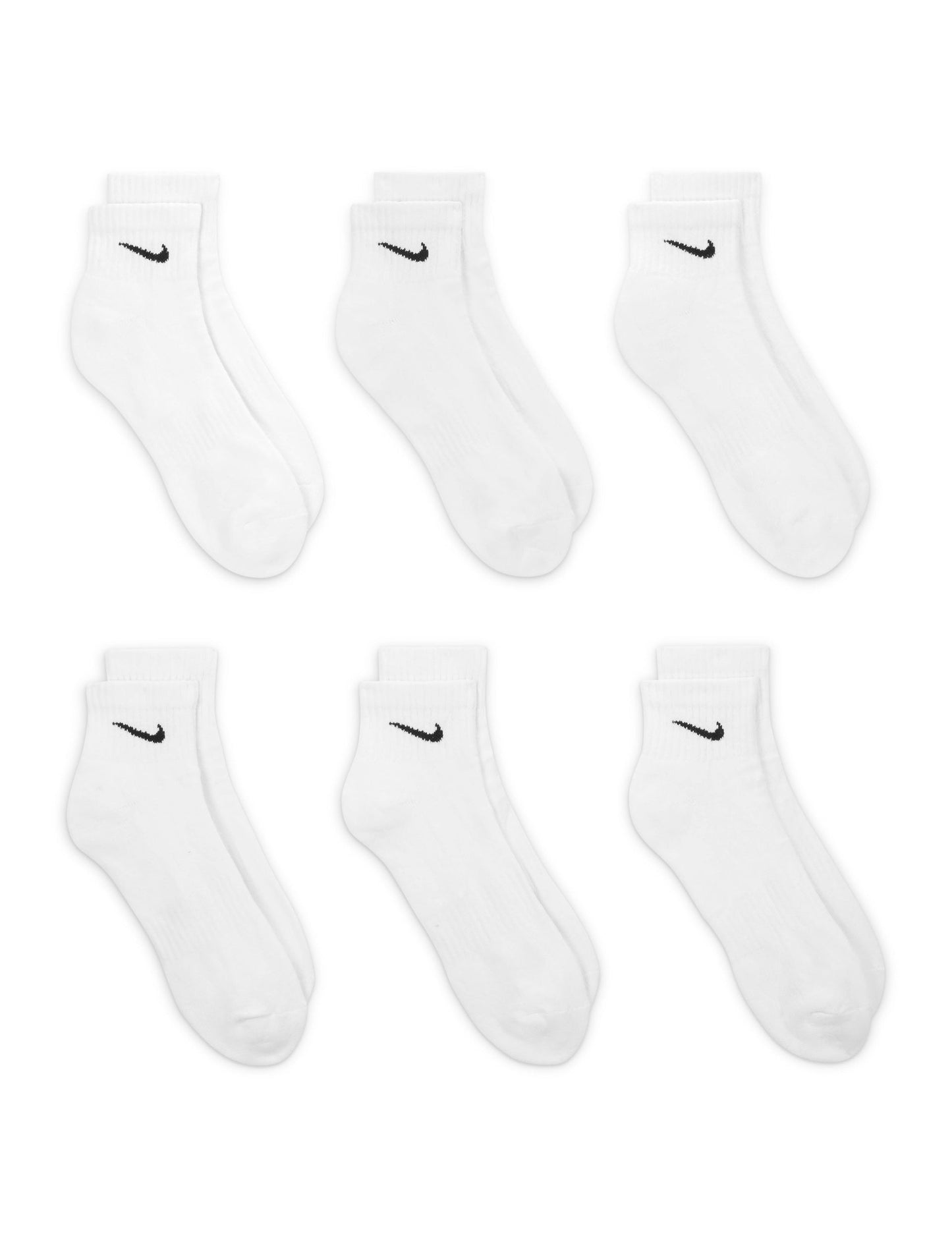 Everyday Cushioned Training Ankle Socks (6 Pairs) - White/Black