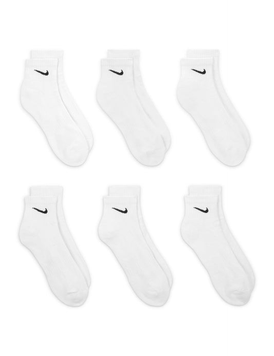 Everyday Cushioned Training Ankle Socks (6 Pairs) - White/Black