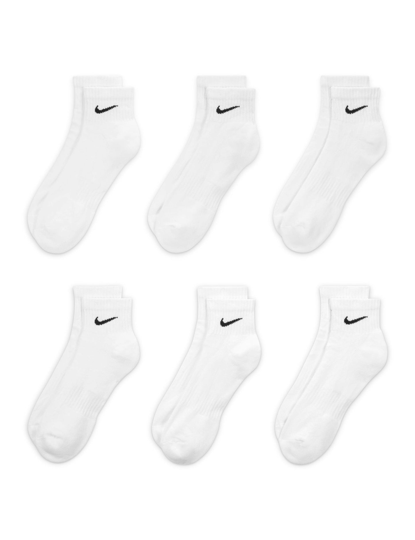 Everyday Cushioned Training Ankle Socks (6 Pairs) - White/Black