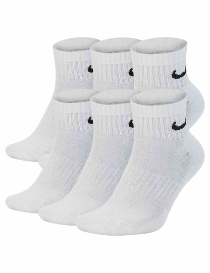 Everyday Cushioned Training Ankle Socks (6 Pairs) - White/Black
