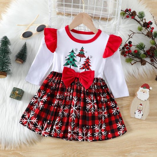 Autumn Girls Christmas Long Sleeve Plaid Dress Wholesale Girls Dress