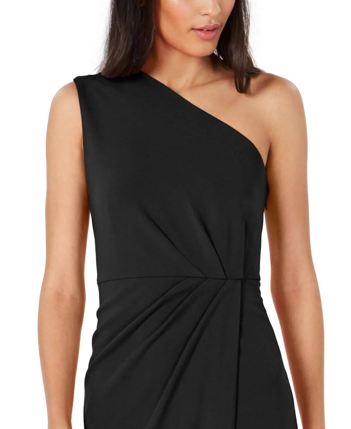Calvin Klein Draped One Shoulder Dress, Black